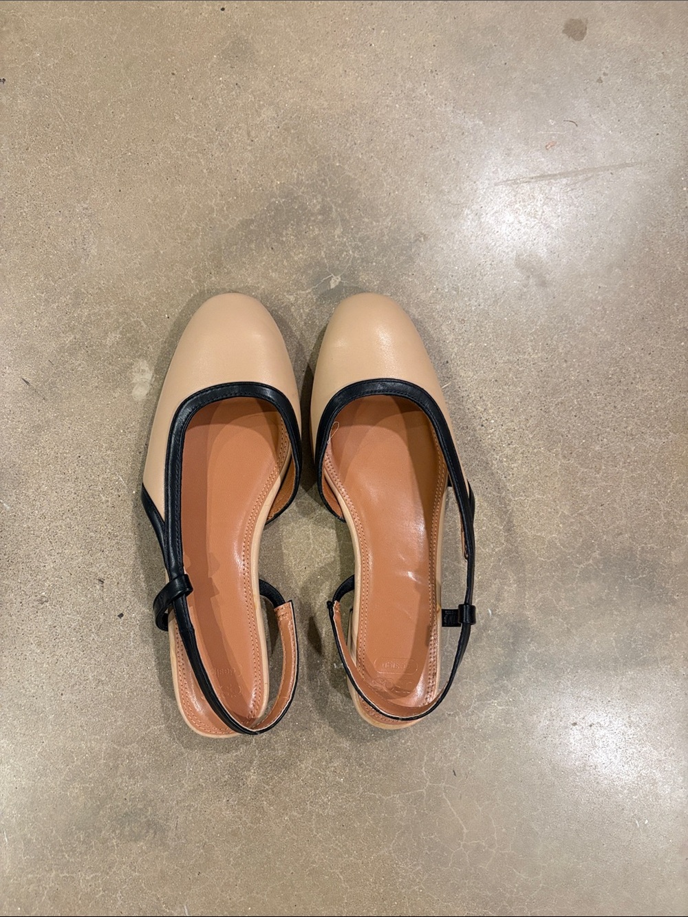 ASOS Beige Flats with Black Trim Slingback